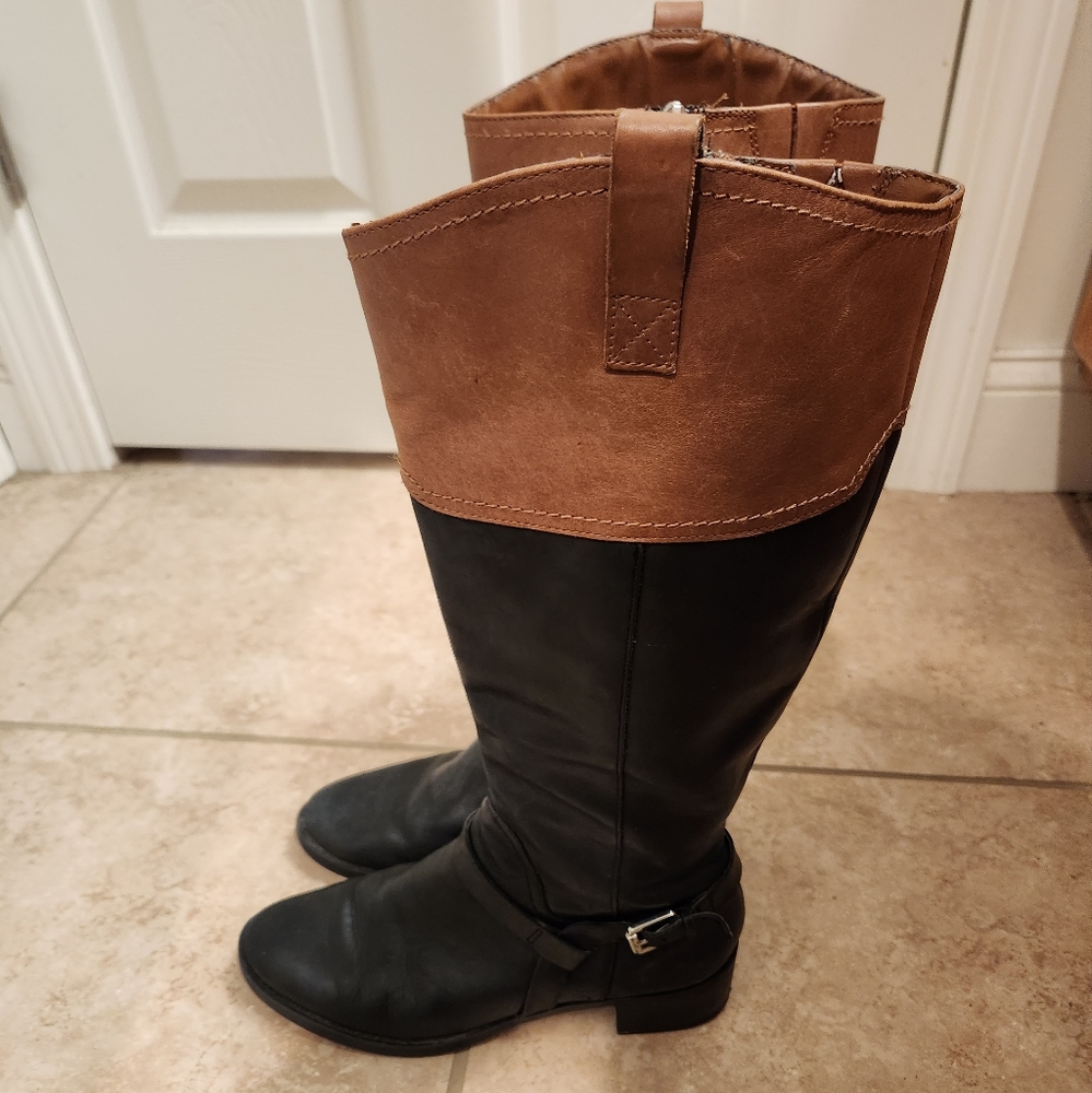 Franco Sarto women 8.5 M knee length cobeit12 zip up boots